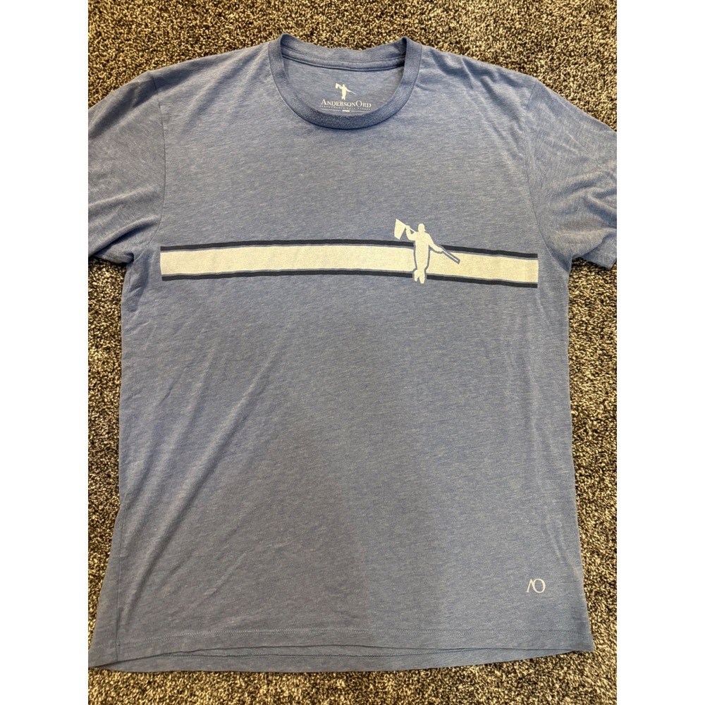 AndersonOrd Mens Golf Performance T-Shirt Blue Heather Graphic Tee Large